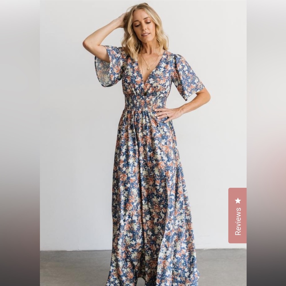 Baltic Born Floral Maxi Dress - Blue and White